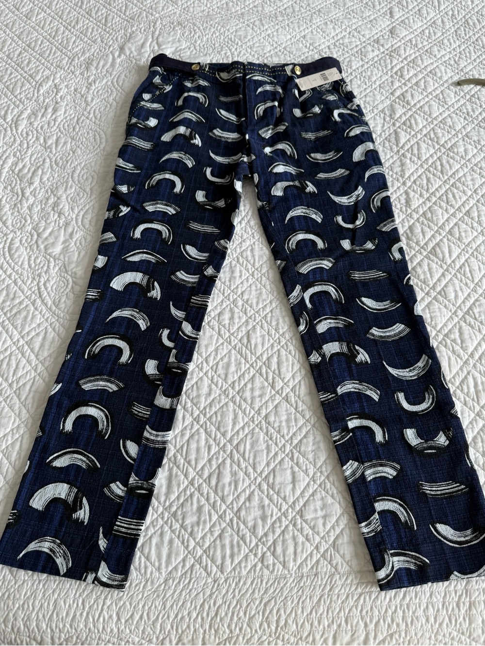 Cartonnier (Anthropologie) Navy and White Charlie Crop Trouser Pants
